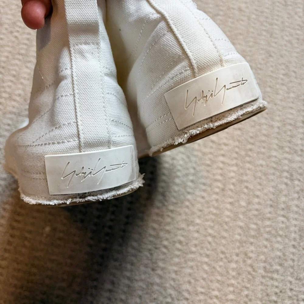 Adidas Y-3 Yohji Yamamoto Men 11 Nizza Distressed High Top White Canvas Sneakers